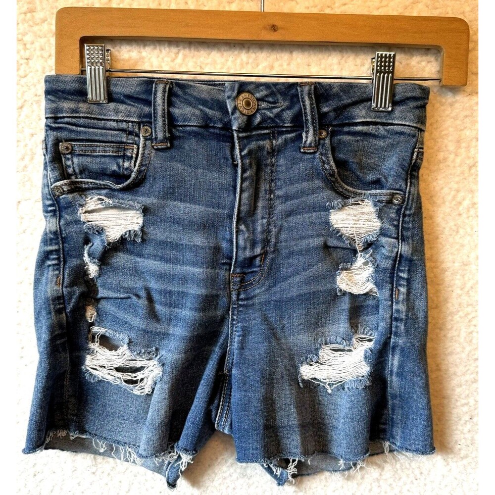 American Eagle Size 2 Next Level Stretch X Women Hi Rise‎ Shortie Jean Shorts